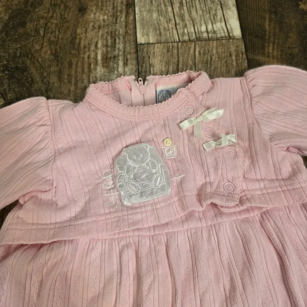 Vintage Romper Pink Teddy Bear One Piece Size 6